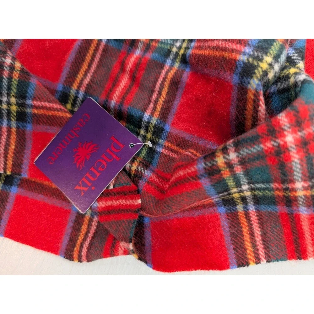 Phenix Holiday Christmas Tartan Plaid Cashmere Unisex Scarf w/ Fringe‎ 58